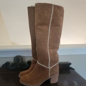 Tall ugg suede and shearling boot